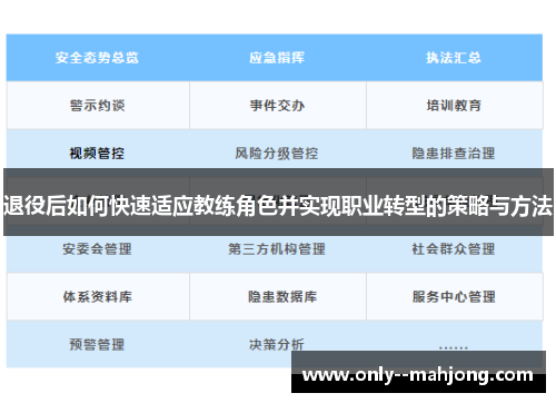 退役后如何快速适应教练角色并实现职业转型的策略与方法